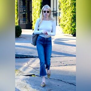 Viral MOTHER Insider Crop Step Hem Frayed Jeans Size 27 Mid Rise Cropped Fit